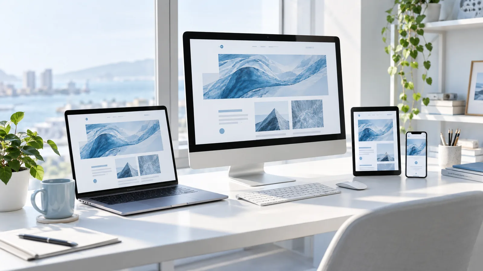 Responsive website interfaces across desktop, laptop, tablet and mobile devices